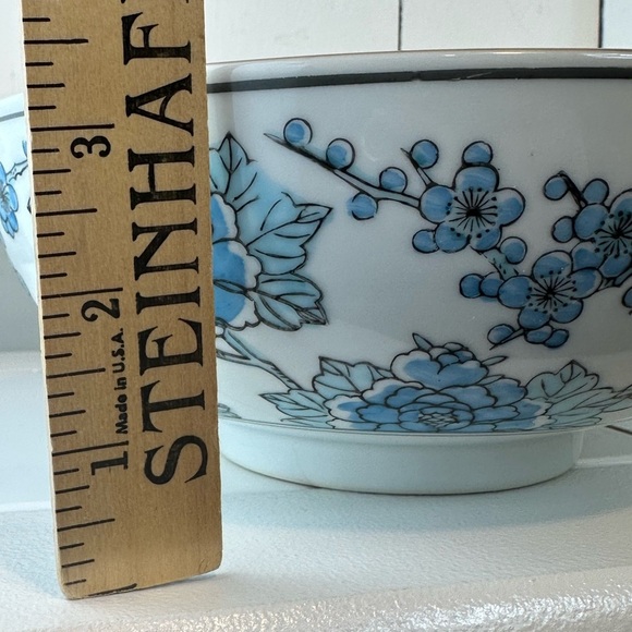 Gold Imari Hand-Painted Porcelain Bowl Birds & Floral Design Vintage Blue & Gold - Picture 11 of 12